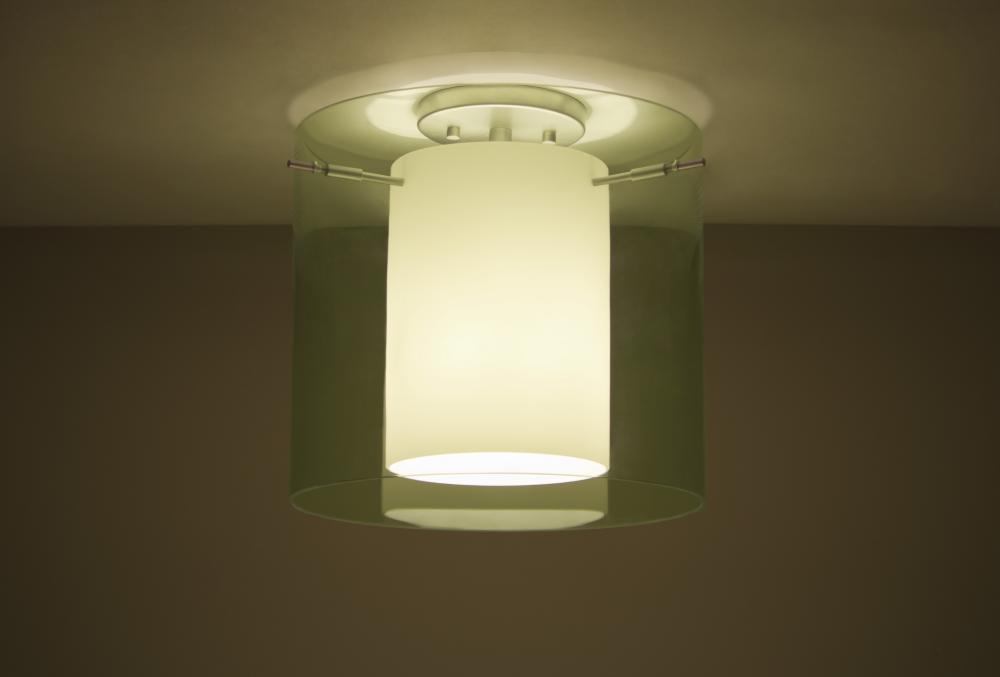 Besa Ceiling Pahu 12 Satin Nickel Transparent Olive/Opal 1x100W Medium Base