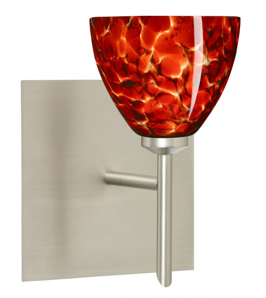 Besa Divi Wall With Sq Canopy 1SW Garnet Satin Nickel 1x40W G9