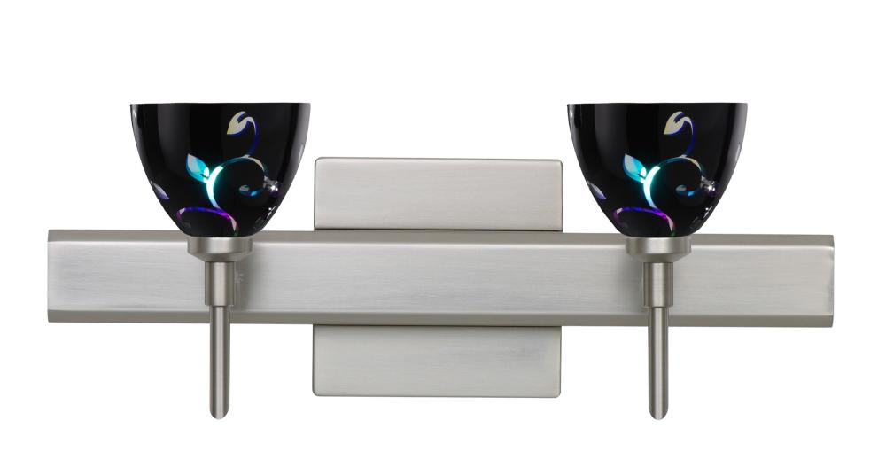 Besa Divi Wall With SQ Canopy 2SW Black Dicro Vine Satin Nickel 2x5W LED