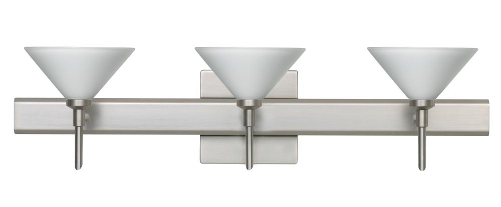 Besa Wall With SQ Canopy Kona Satin Nickel White 3x5W LED