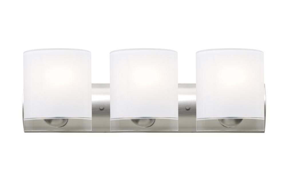 Besa, Celtic Vanity, Opal Glossy/Clear, Satin Nickel Finish, 3x9W LED