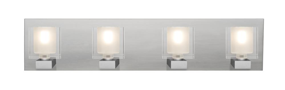 Besa, Bolo Vanity, Clear/Frost, Satin Nickel Finish, 4x5W LED