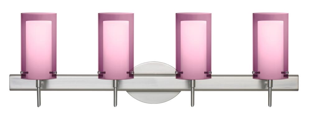 Besa Pahu 4 Wall 4SW Transparent Amethyst/Opal Satin Nickel 4x40W G9