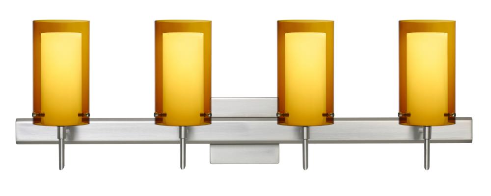 Besa Pahu 4 Wall With SQ Canopy 4SW Transparent Armagnac/Opal Satin Nickel 4x40W G9