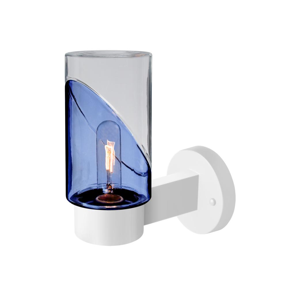 Blink Outdoor Sconce, Blue/Clear, White Finish, 1x60W Medium Base