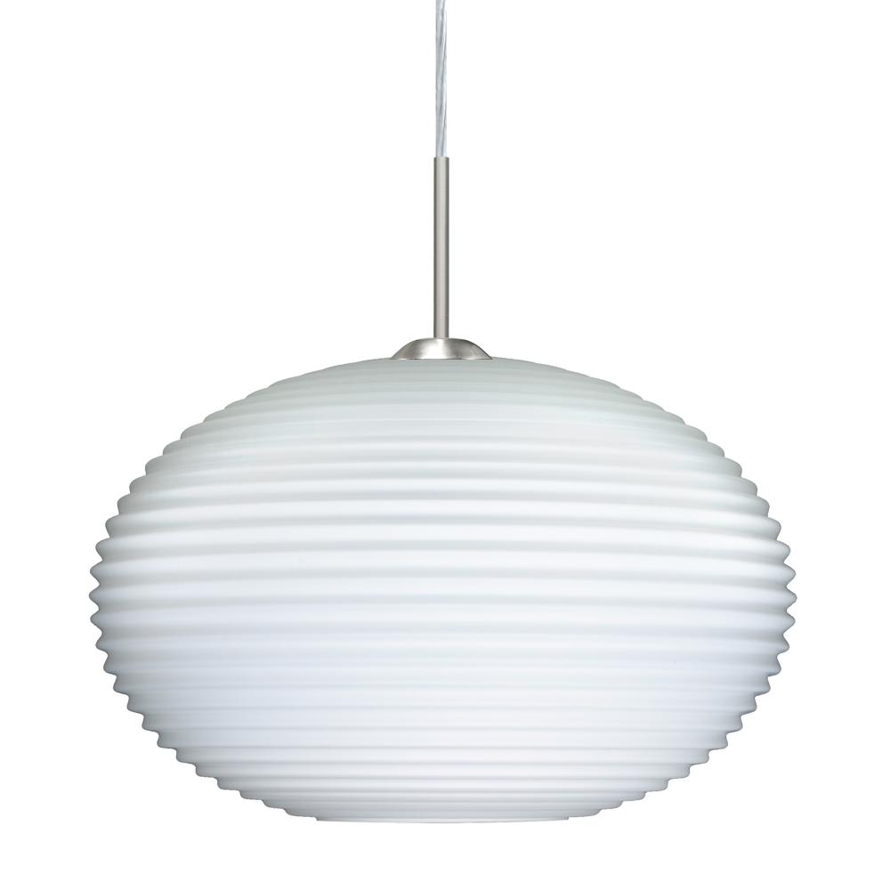 Besa Pendant For Multiport Canopy Pape 12 Satin Nickel Opal Ribbed 1x9W LED, 15Ft. Co