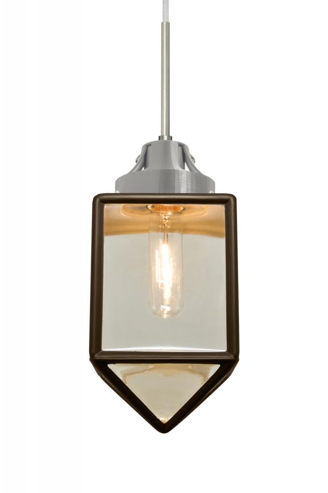 Besa, Bravo Cord Pendant For Multiport Canopy, Bronze/Gold Bubble, Satin Nickel Finis