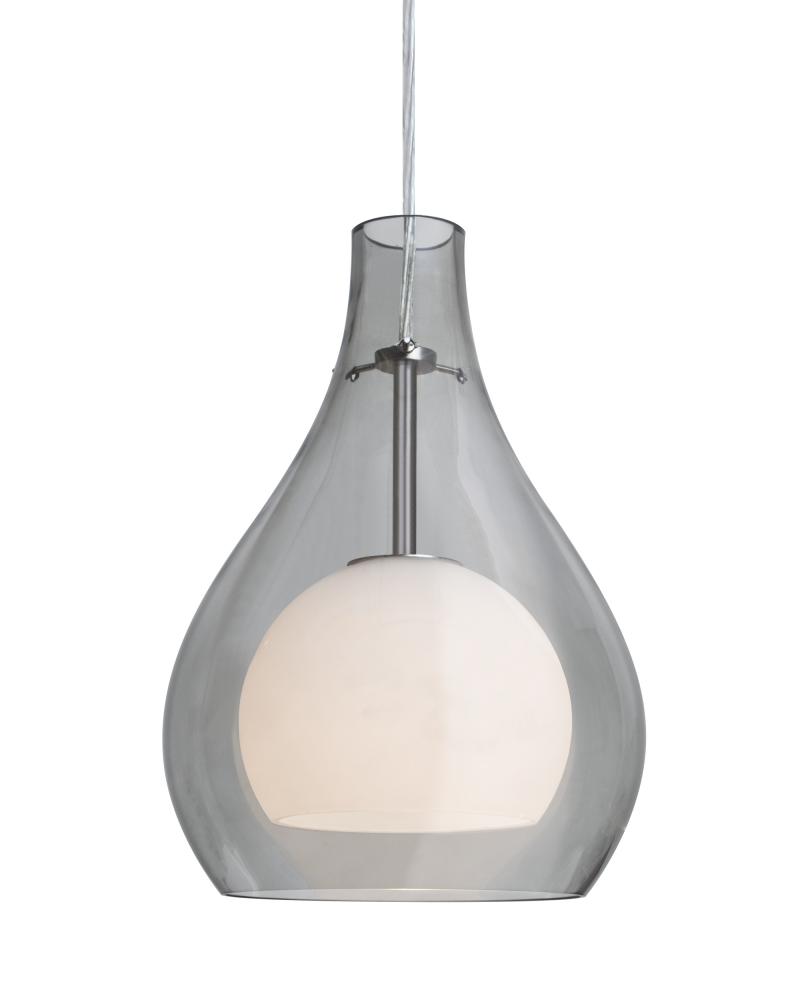 Besa, Elle 11 Cord Pendant, Gray, Satin Nickel Finish, 1x9W LED