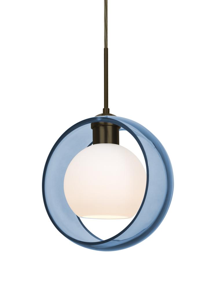 Besa Mana Pendant For Multiport Canopy, Blue/Opal, Bronze Finish, 1x9W LED