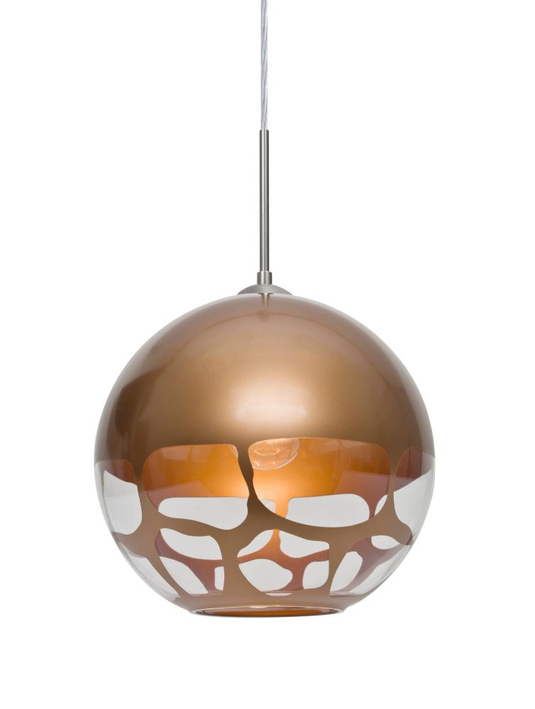 Besa, Rocky Cord Pendant For Multiport Canopies, Copper, Satin Nickel Finish, 1x9W LE