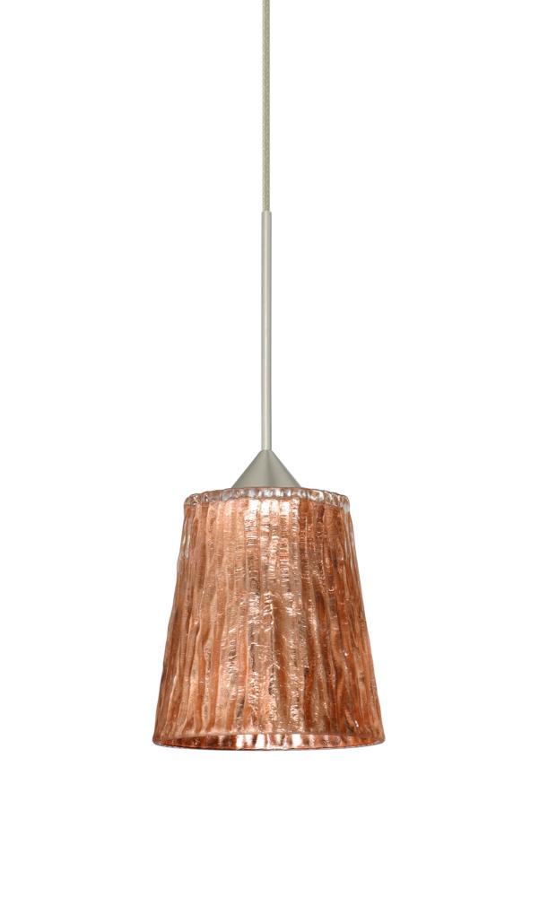 Besa Pendant Nico 4 Satin Nickel Stone Copper Foil 1x35W Halogen