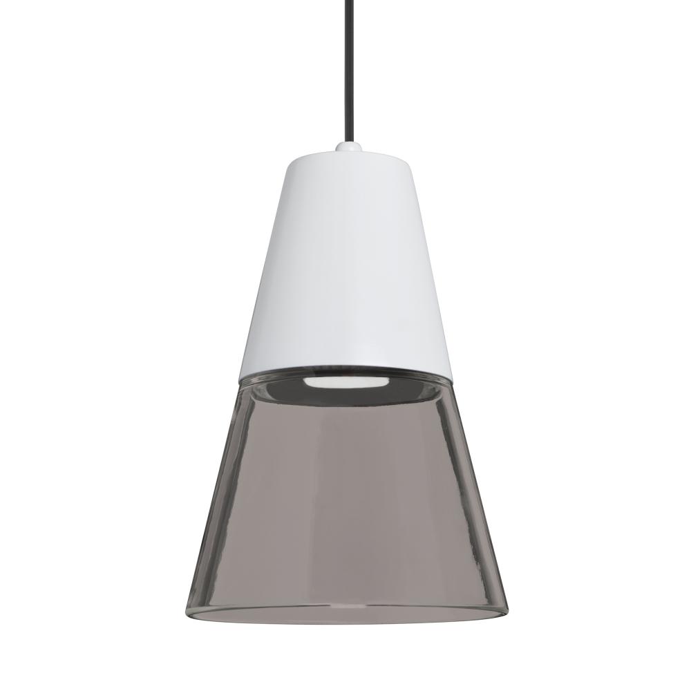 Besa Timo 6 Pendant,Smoke/White, Black Finish, 1x9W LED