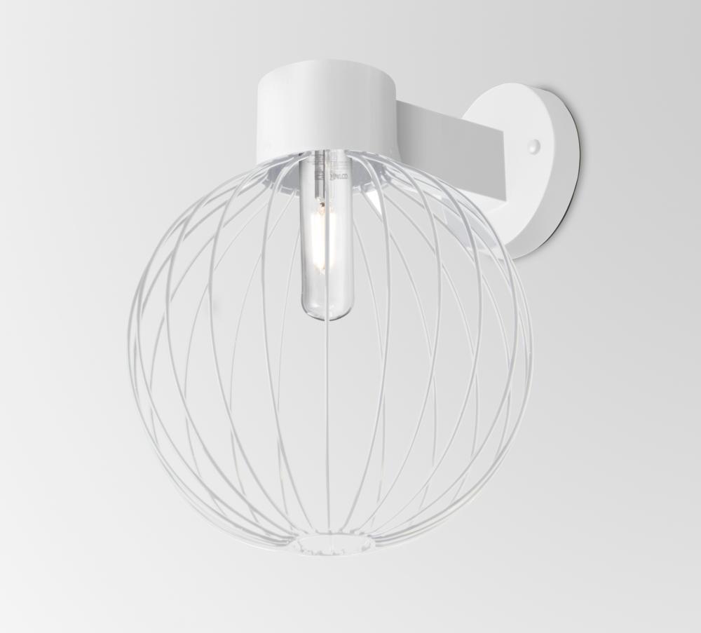 Besa, Sultana Globe Wall Sconce, White Finish, 1x4W LED Filament