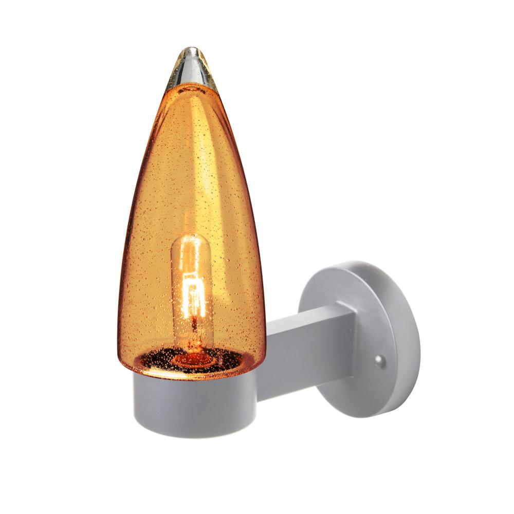 Sulu Outdoor Sconce, Amber Bubble, Silver Finish, 1x60W Medium Base