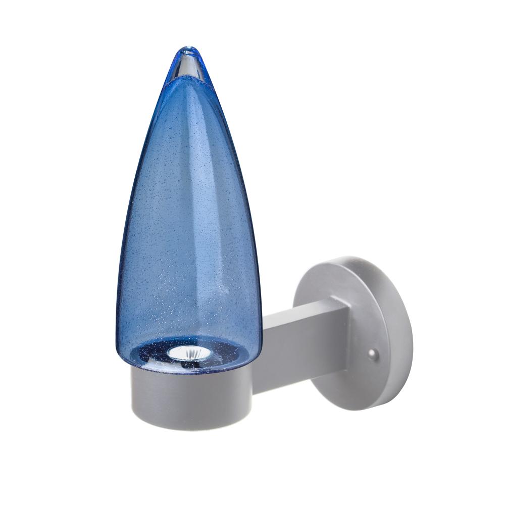 Sulu Outdoor Sconce, Blue Bubble, Silver Finish, 1x4W LED