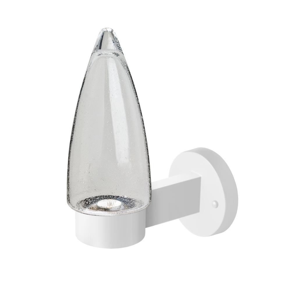 Sulu Outdoor Sconce, Clear Bubble, White Finish, 1x4W LED