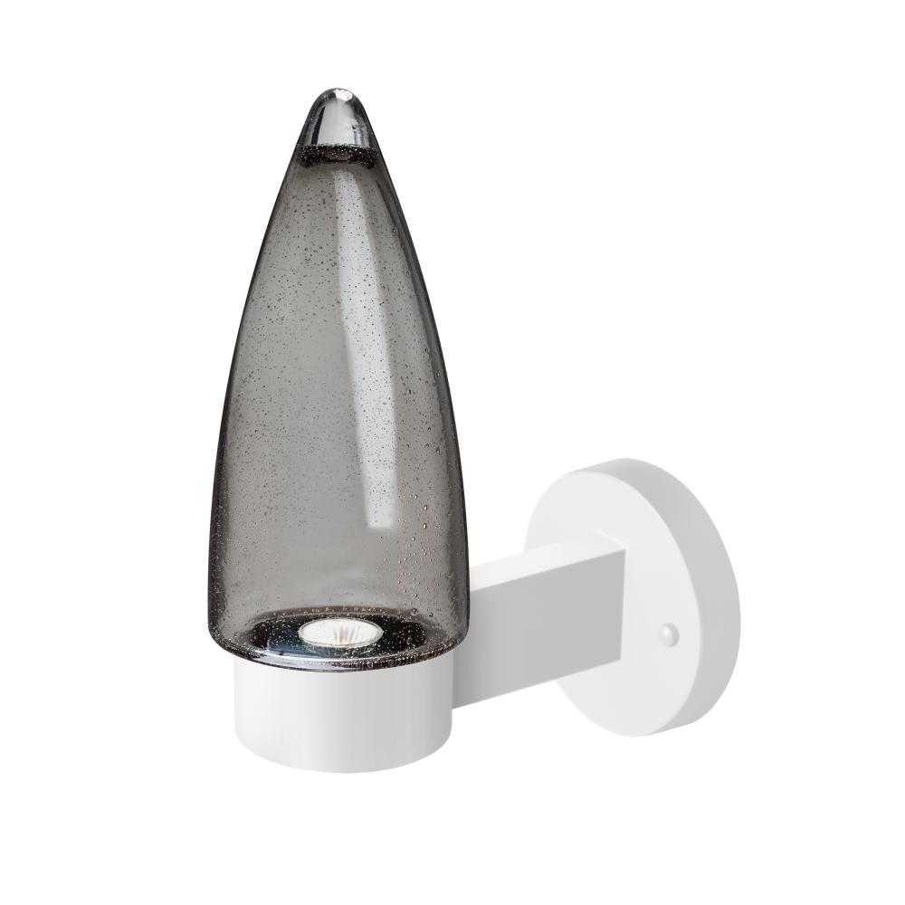 Sulu Outdoor Sconce, Smoke Bubble, White Finish, 1x4W LED