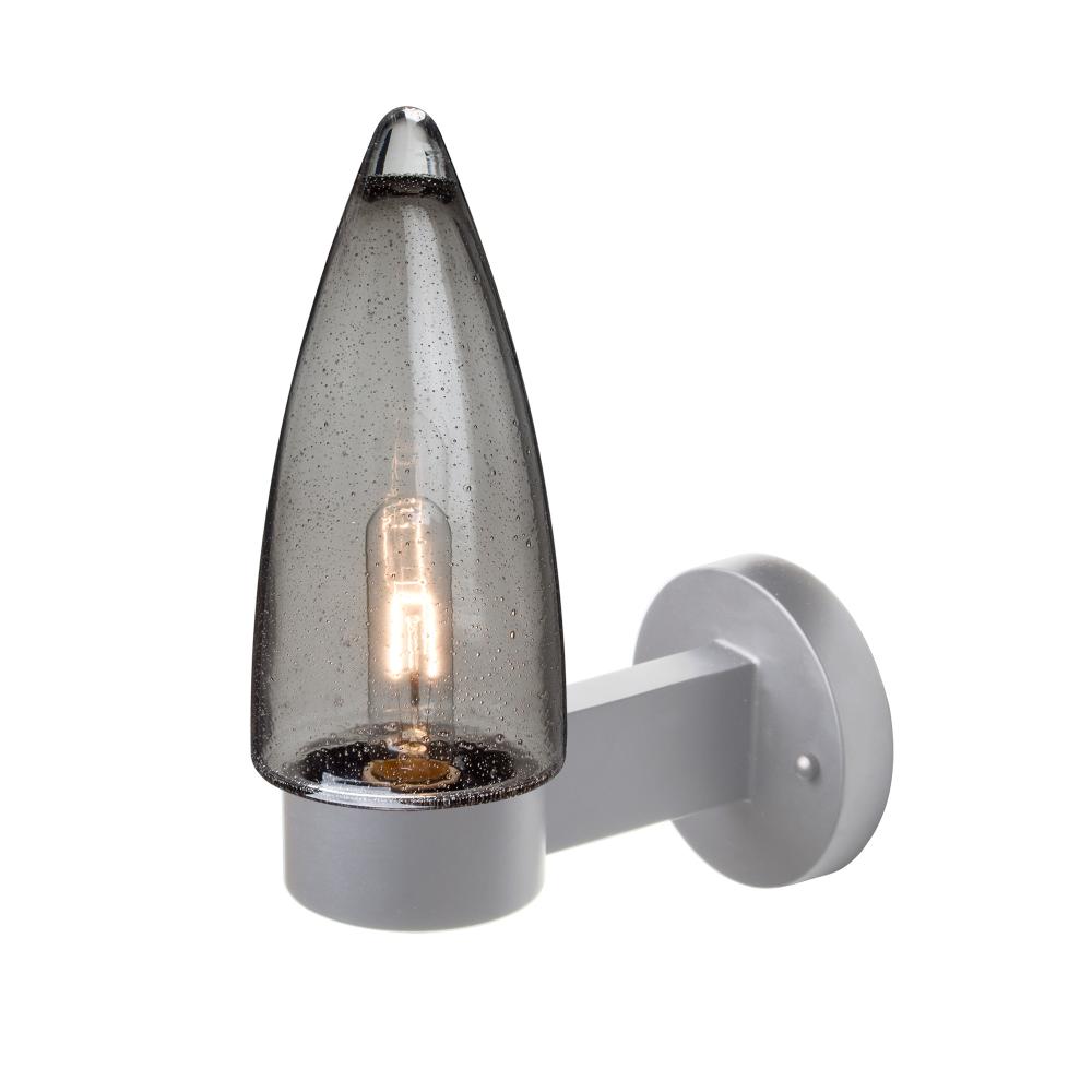 Sulu Outdoor Sconce, Smoke Bubble, Silver Finish, 1x60W Medium Base