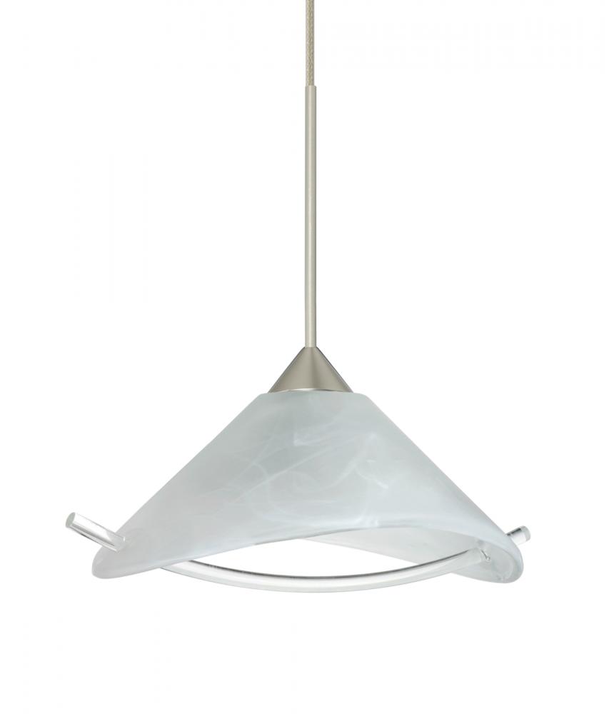 Besa Pendant For Multport Canopy Hoppi Satin Nickel Marble/Clear 1x50W Halogen, 15Ft.