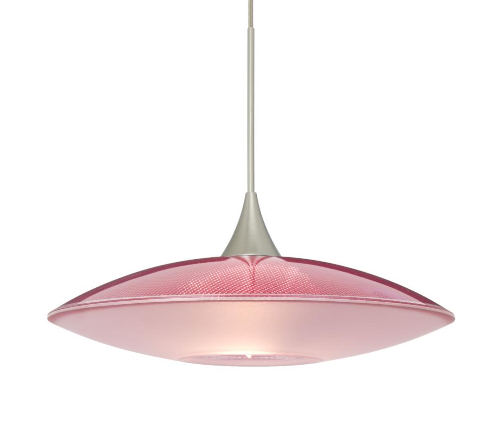 Besa Pendant For Multiport Canopy Spazio Satin Nickel Red/Frost 1x50W Halogen, 15Ft.