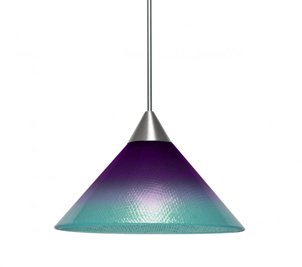 Besa, Jade Cord Pendant For Multiport Canopies, Purple/Blue, Satin Nickel Finish, 1x5