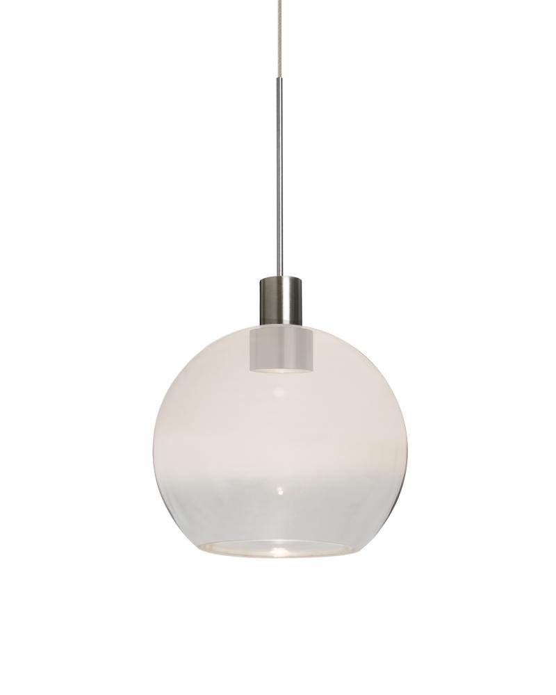 Besa, Newton 6 Cord Pendant for Multiport Canopy, Milky White/Clear, Satin Nickel Fin