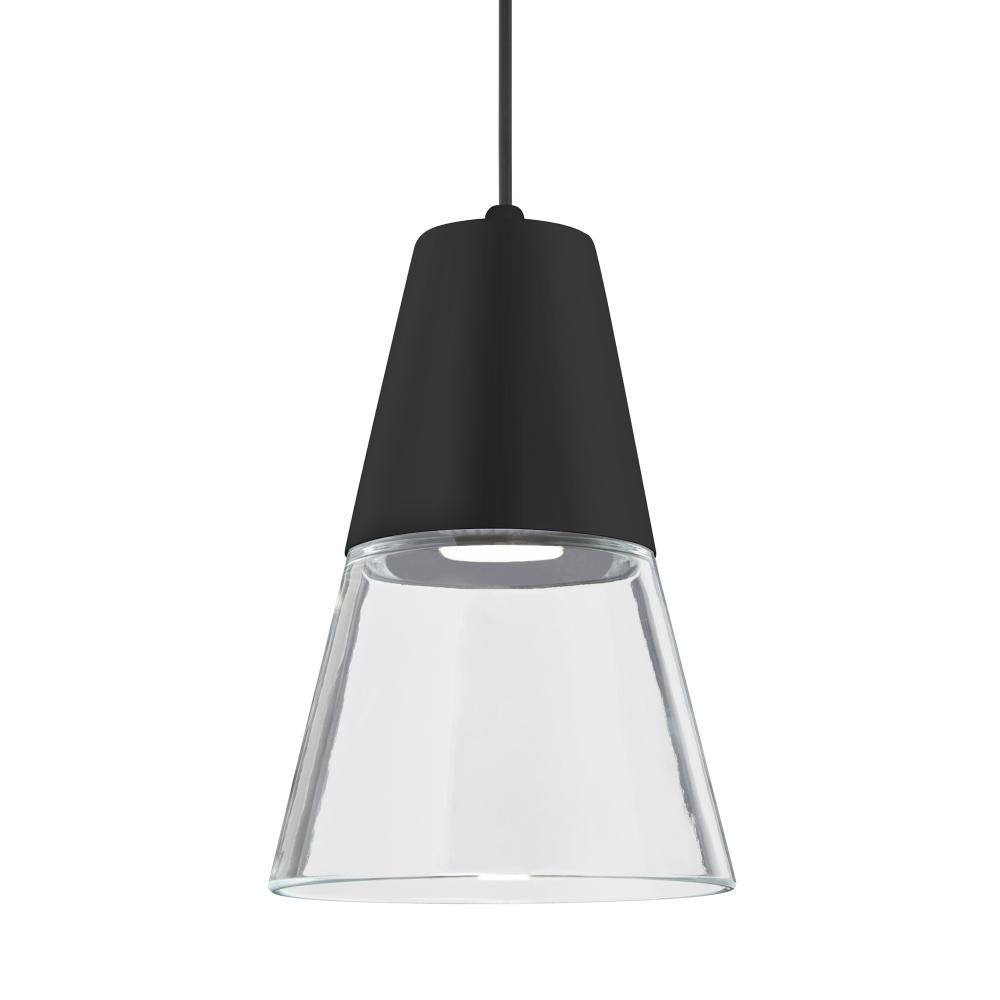 Besa Timo 6 Pendant,Clear/Black, Black Finish, 1x9W LED