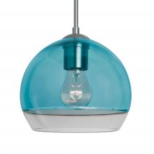 Besa Lighting 1JC-ALLY8BL-SN-L - Besa, Ally 8 Cord Pendant, Coral Blue/Clear, Satin Nickel Finish, 1x60W Medium Base,