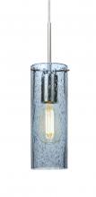 Besa Lighting 1JC-JUNI10BL-EDIL-SN-L - Besa, Juni 10 Cord Pendant, Blue Bubble, Satin Nickel, 1x4W LED Filament, 15Ft. Cord