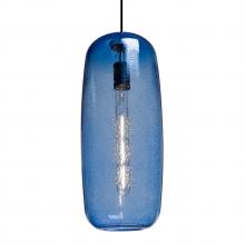 Besa Lighting 1JC-PINOT18BL-BK - Besa, Pinot 18 Cord Pendant, Blue Bubble, Black FInish 1x60W Incandescent