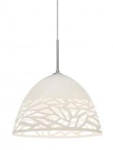 Besa Lighting 1JT-KIEVWH-SN - Besa Kiev Pendant, White, Satin Nickel Finish, 1x60W Medium Base