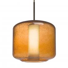 Besa Lighting 1JT-NILES10AO-BR-L - Besa Niles 10 Pendant, Amber Bubble/Opal, Bronze Finish, 1x60W Medium Base T10, 15Ft.