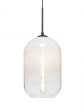 Besa Lighting 1JT-OMEGA12WH-EDIL-BR - Besa, Omega 12 Cord Pendant, White/Clear, Bronze Finish, 1x4W LED Filament