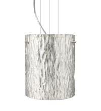 Besa Lighting 1KG-4006SS-LED-SN - Besa Tamburo 8 Pendant Stone Silver Foil Satin Nickel 1x11W LED