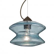 Besa Lighting 1KX-ZENBL-BR-L - Besa, Zen Cable Pendant , Blue Bubble, Bronze Finish, 1x60W Medium Base, 15Ft. Cord