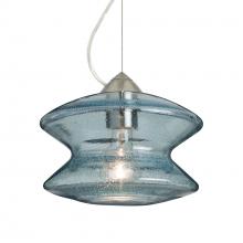 Besa Lighting 1KX-ZENBL-SN-L - Besa, Zen Cable Pendant , Blue Bubble, Satin Nickel Finish, 1x60W Medium Base, 15Ft.