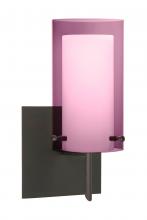 Besa Lighting 1SW-A44007-BR-SQ - Besa Pahu 4 Wall With SQ Canopy 1SW Transparent Amethyst/Opal Bronze 1x40W G9