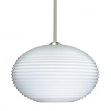 Besa Lighting 1TT-491307-SN-L - Besa Stem Pendant Pape 12 Satin Nickel Opal Ribbed 1x75W Medium Base, 15Ft. Cord