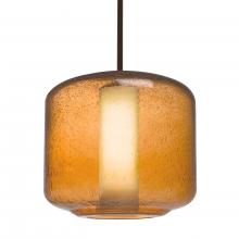 Besa Lighting 1TT-NILES10AO-BR-L - Besa Niles 10 Pendant, Amber Bubble/Opal, Bronze Finish, 1x60W Medium Base T10, 15Ft.