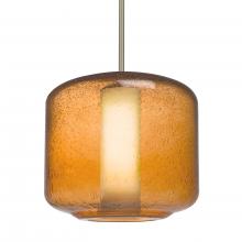 Besa Lighting 1TT-NILES10AO-LED-SN-L - Besa Niles 10 Pendant, Amber Bubble/Opal, Satin Nickel Finish, 1x5W LED, 15Ft. Cord