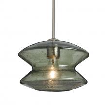 Besa Lighting 1TT-ZENMS-SN-L - Besa, Zen Stem Pendant , Moss Bubble, Satin Nickel Finish, 1x60W Medium Base, 15Ft. C