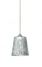 Besa Lighting 1XC-5125SF-SN - Besa Pendant Nico 4 Satin Nickel Stone Silver Foil 1x35W Halogen