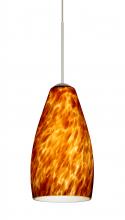 Besa Lighting 1XC-719818-LED-SN-L - Besa Pendant Karli Satin Nickel Amber Cloud 1x5W LED, 15Ft. Cord