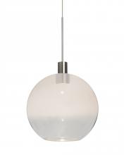 Besa Lighting 1XC-NEWTON8WC-LED-SN - Besa, Newton 8 Cord Pendant, Milky White/Clear, Satin Nickel Finish, 1x3W LED