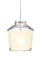 Besa Lighting 1XC-PIC6WH-LED-SN - Besa Pendant Pica 6 Satin Nickel White Sand 1x5W LED