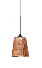 Besa Lighting 1XT-5125CF-LED-BR - Besa Pendant Nico 4 Bronze Stone Copper Foil 1x5W LED