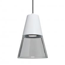 Besa Lighting 1XT-TIMO6WC-LED-BK - Besa Timo 6 Pendant,Clear/White, Black Finish, 1x9W LED