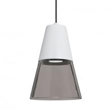 Besa Lighting 1XT-TIMO6WS-LED-BK - Besa Timo 6 Pendant,Smoke/White, Black Finish, 1x9W LED