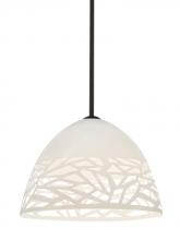 Besa Lighting 1TT-KIEVWH-LED-BR - Besa Kiev Stem Pendant, White, Bronze Finish, 1x9W LED