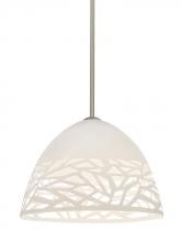 Besa Lighting 1TT-KIEVWH-SN - Besa Kiev Stem Pendant, White, Satin Nickel Finish, 1x60W Medium Base